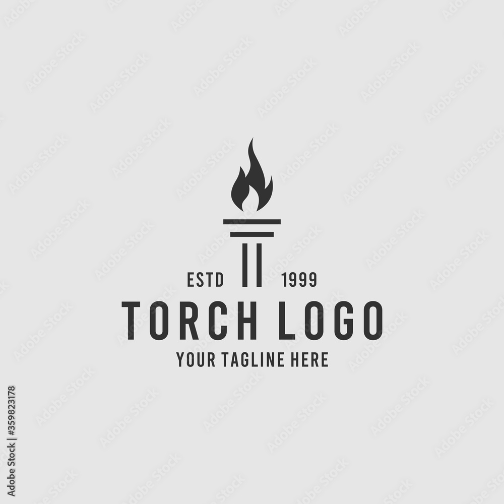 Initial Letter T Torch Fire Flame logo Initial Letter T Torch Fire Flame logo