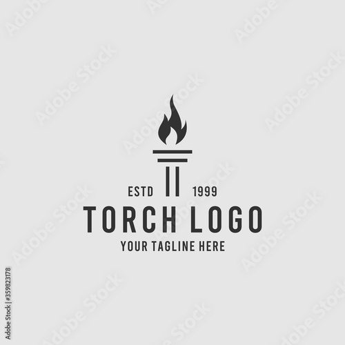 Initial Letter T Torch Fire Flame logo