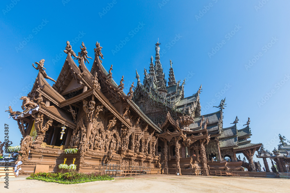 Sanctuary of Truth at Pattaya Thailand Sunset
