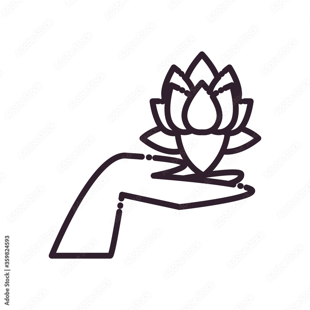 lotus flower over hand line style icon vector design lotus flower over hand line style icon vector design