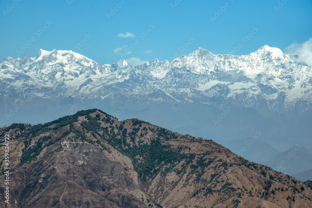 Mountains in the snow uttarakhand india