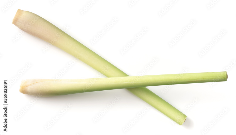Fototapeta premium fresh lemongrass isolated on white background, top view