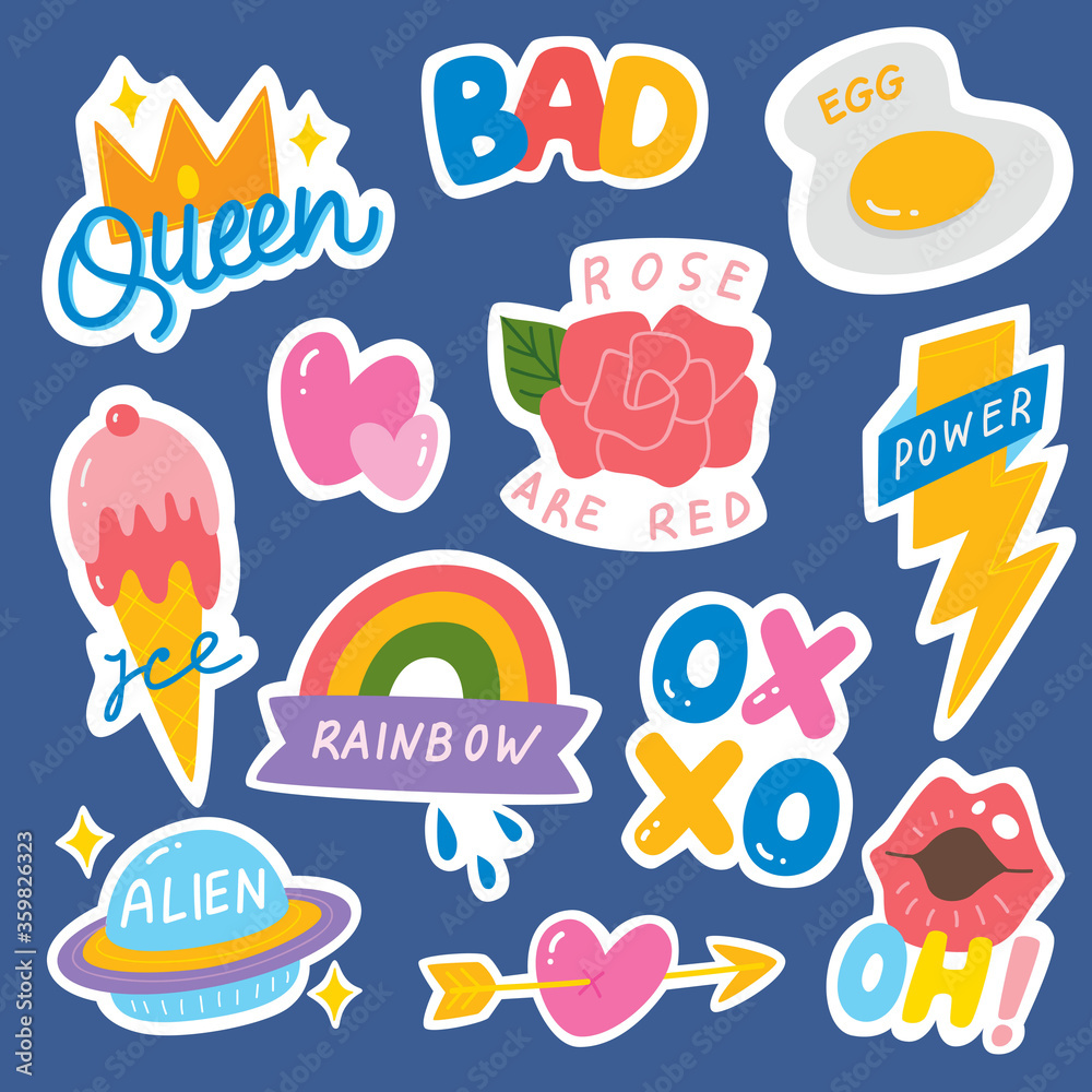 Set of Fashion Patch, Cute Sticker set Set of Fashion Patch, Cute Sticker set