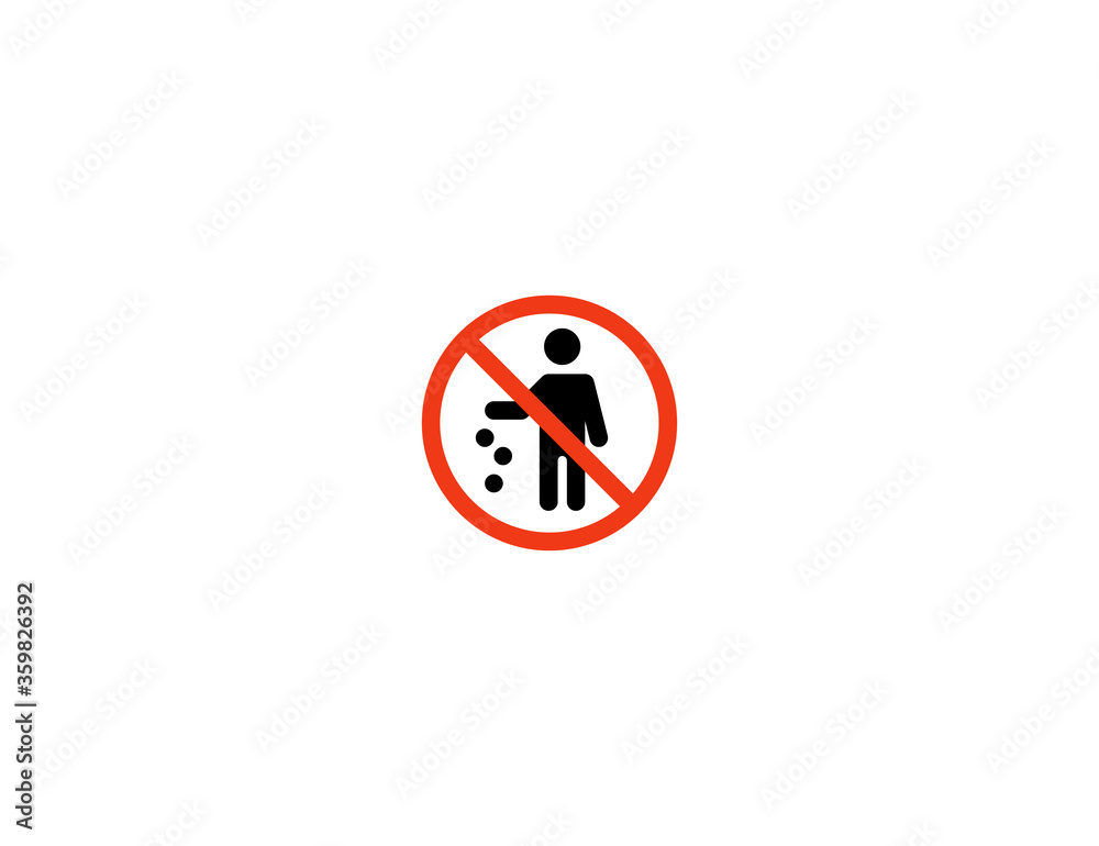 No Littering vector flat icon. Isolated Do Not Litter Sign emoji illustration symbol No Littering vector flat icon. Isolated Do Not Litter Sign emoji illustration symbol