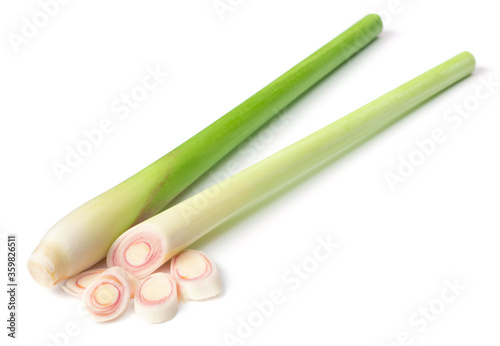 Photography fresh lemongrass stems isolated on white background