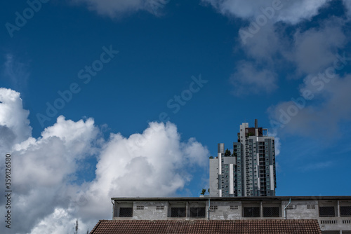 industrial building against blue sky