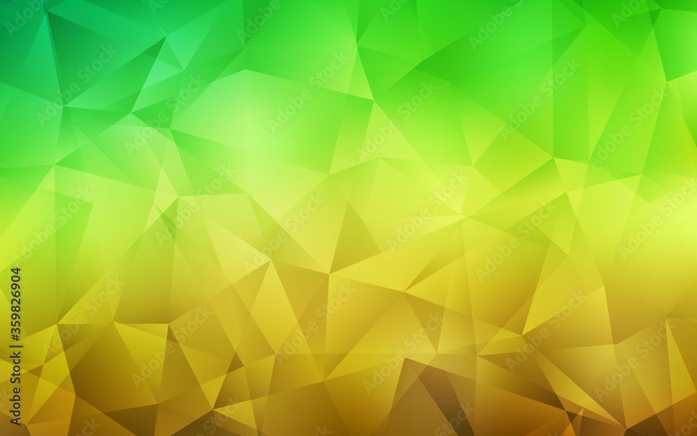 Obraz premium Light Green, Yellow vector polygon abstract backdrop. Glitter abstract illustration with an elegant triangles. Pattern for a brand book's backdrop.
