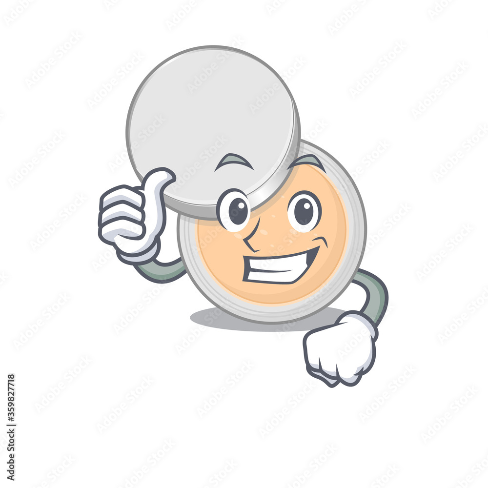 Jar powder makeup cartoon picture design showing OK finger pose Jar powder makeup cartoon picture design showing OK finger pose