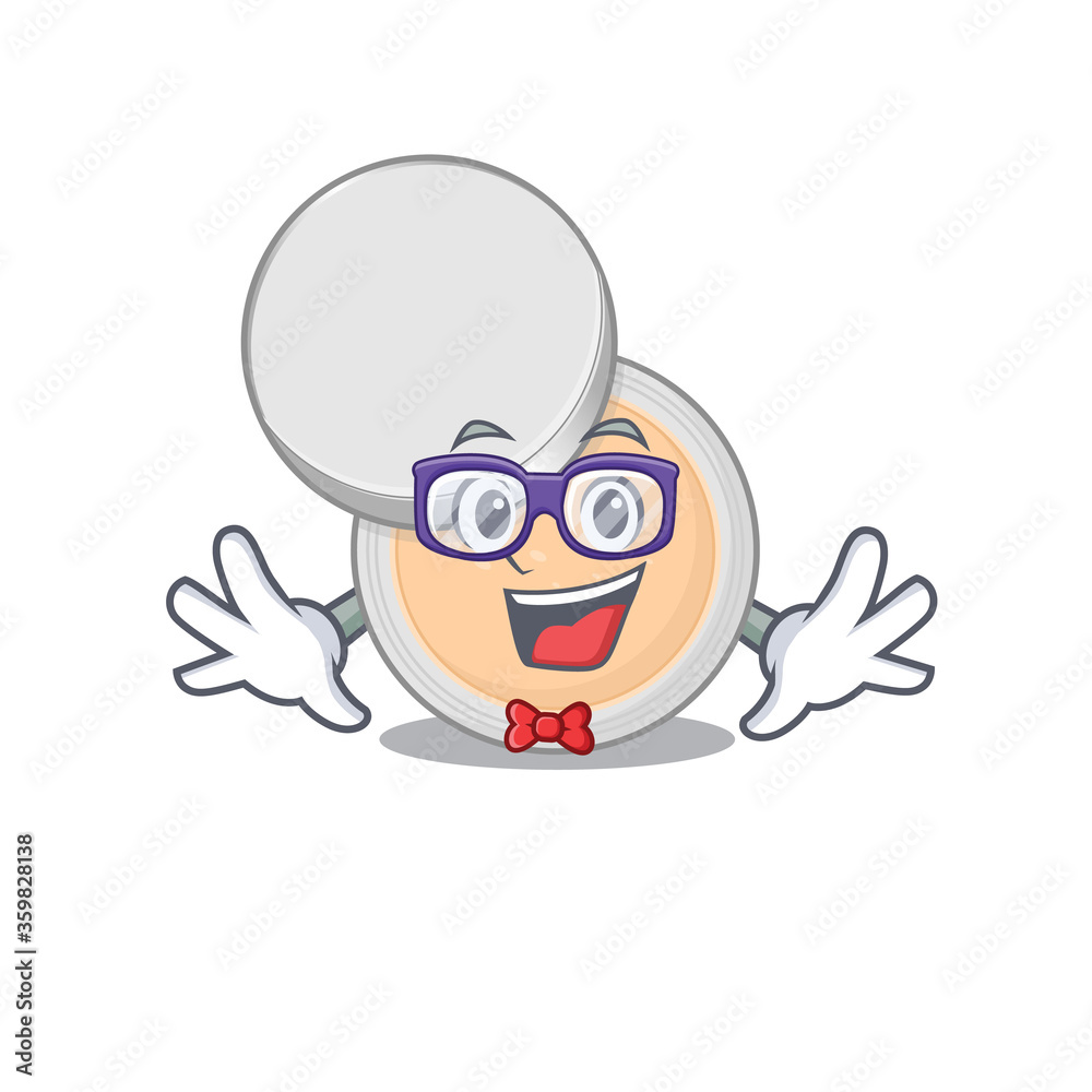 A caricature drawing of nerd jar powder makeup wearing weird glasses