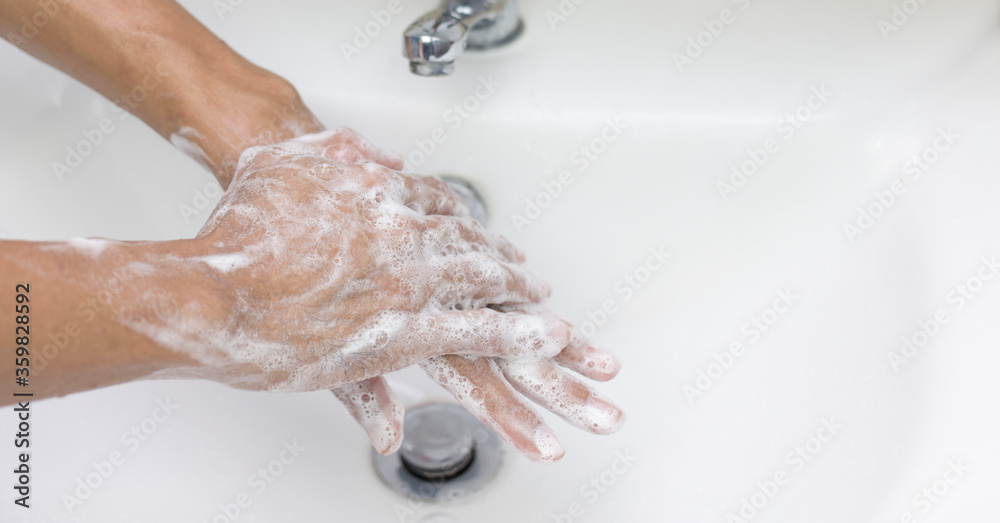 Washing hands with soap cleaning preventing Corona virus or covid-19 Washing hands with soap cleaning preventing Corona virus or covid-19