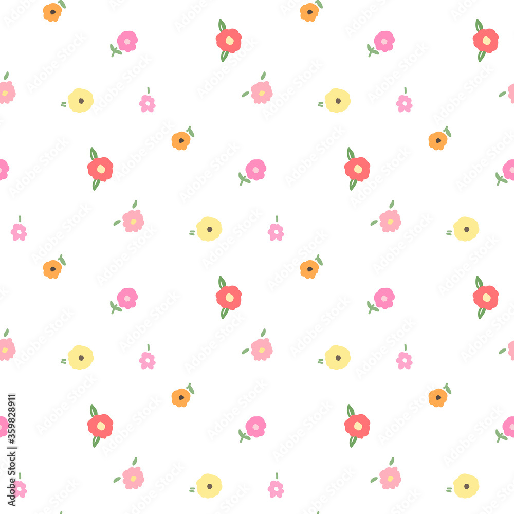 Seamless Pattern with Hand Drawn Flowers Seamless Pattern with Hand Drawn Flowers