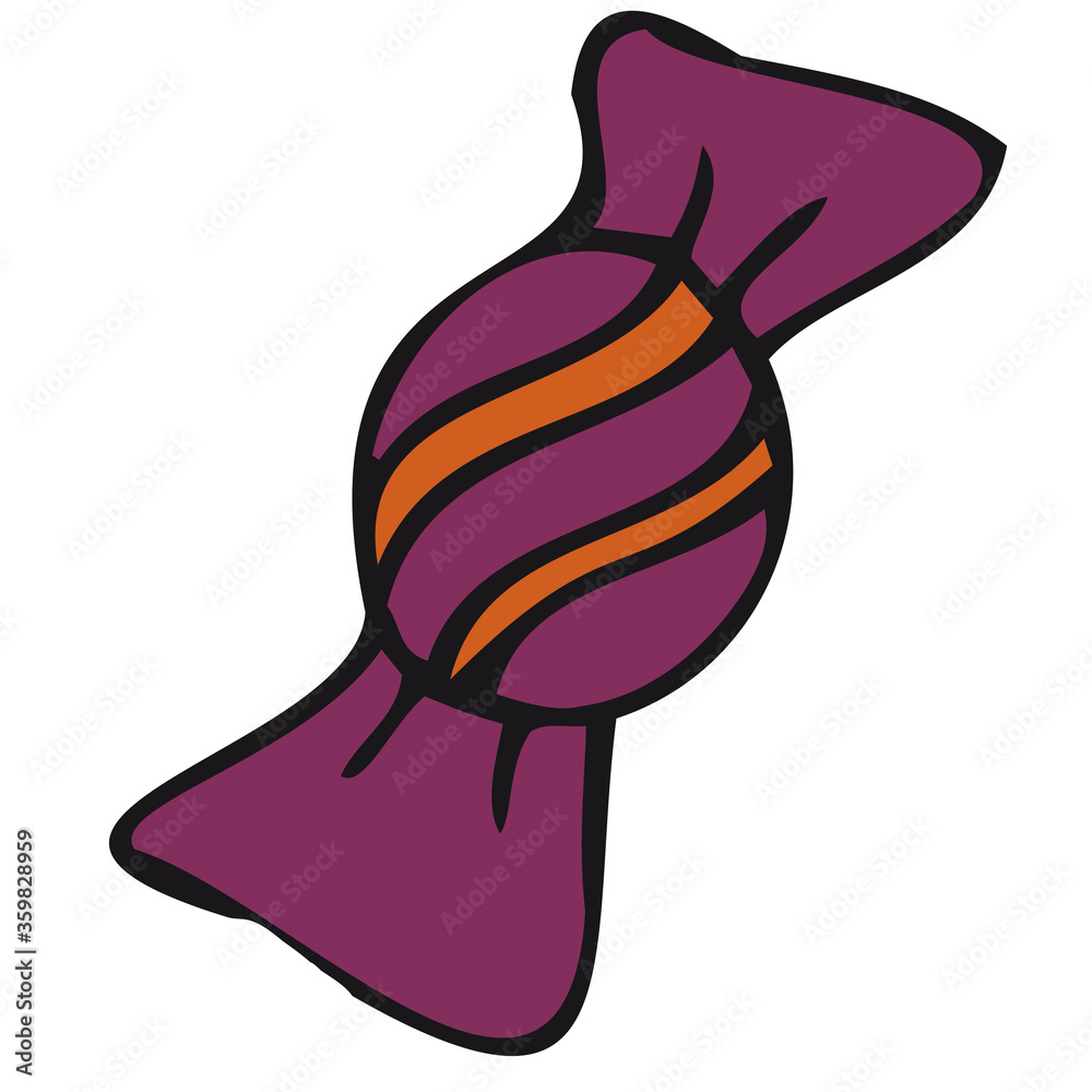 purple sweet candy, vector doodle element for halloween celebration, color illustration purple sweet candy, vector doodle element for halloween celebration, color illustration