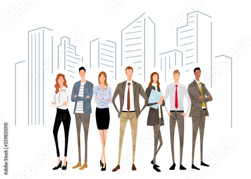 Stock illustration: people, business scene, team