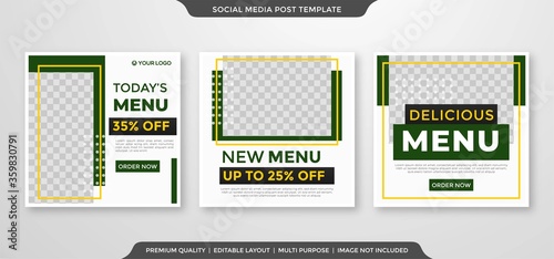 social media ads template with minimalist and simple style use for food court and restaurant promotion ads 