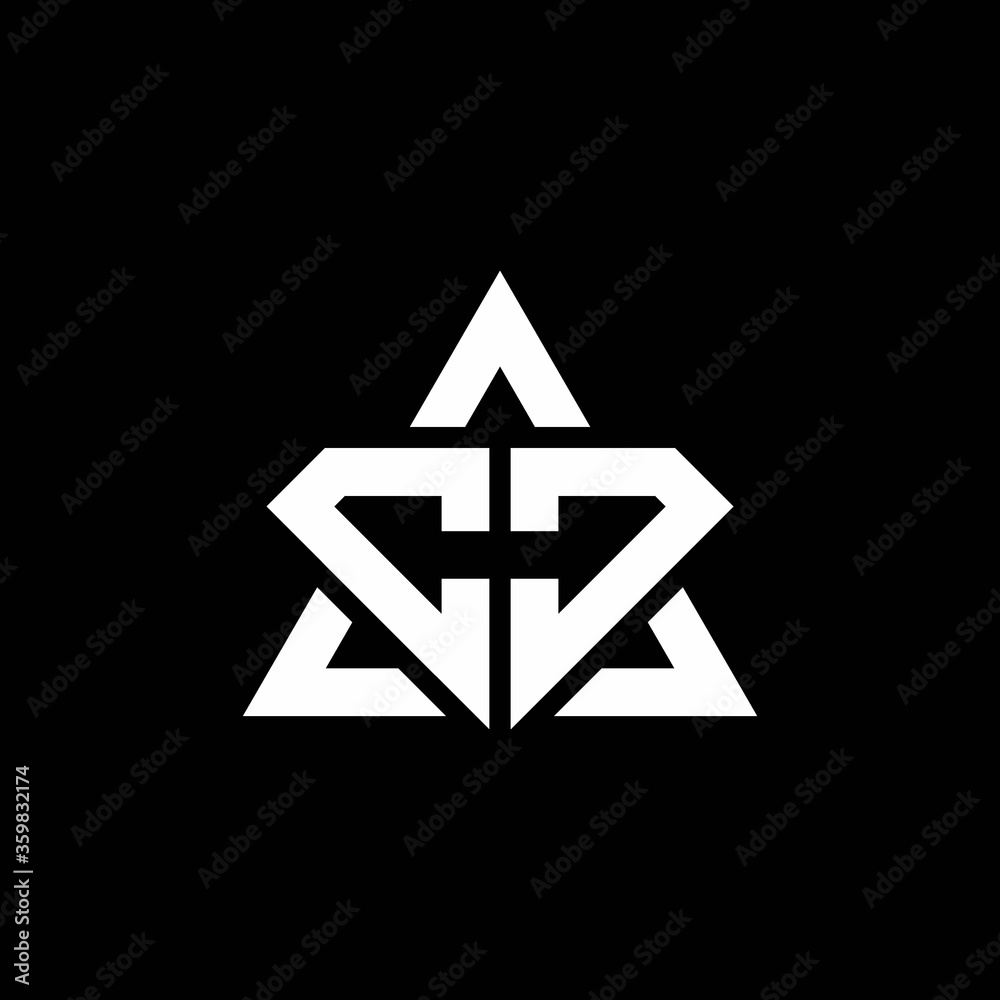 CJ monogram logo with diamond shape and triangle outline CJ monogram logo with diamond shape and triangle outline