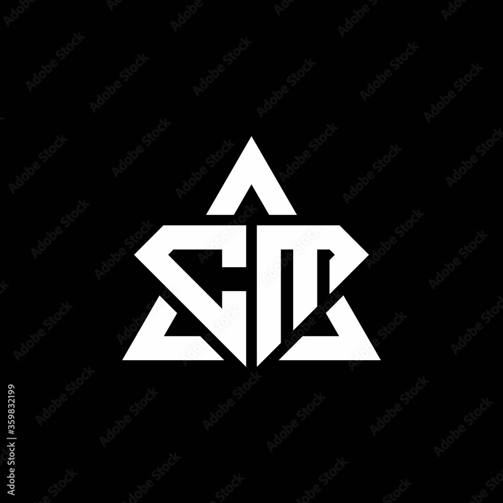 CM monogram logo with diamond shape and triangle outline Stock Vector ...