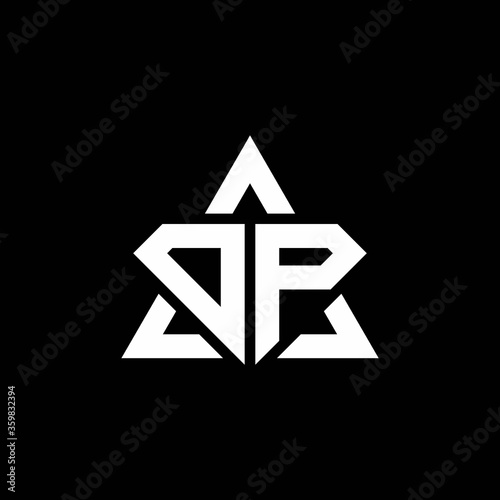 DP monogram logo with diamond shape and triangle outline