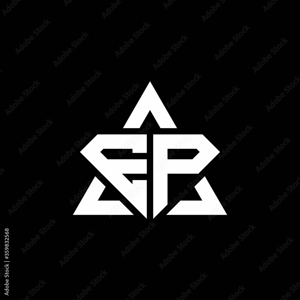 EP monogram logo with diamond shape and triangle outline EP monogram logo with diamond shape and triangle outline