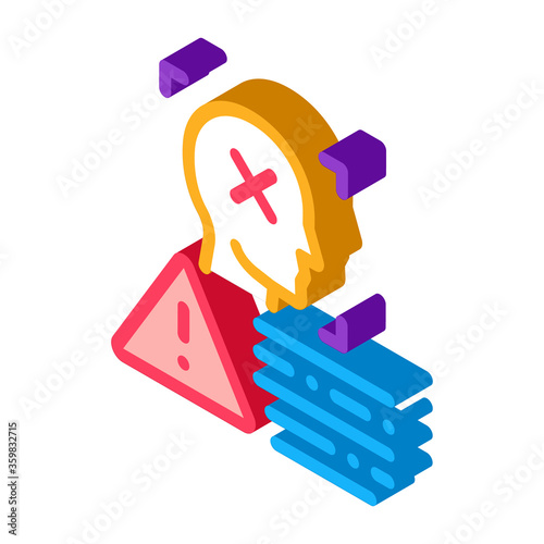 deepfake human profile icon vector. isometric deepfake human profile sign. color isolated symbol illustration