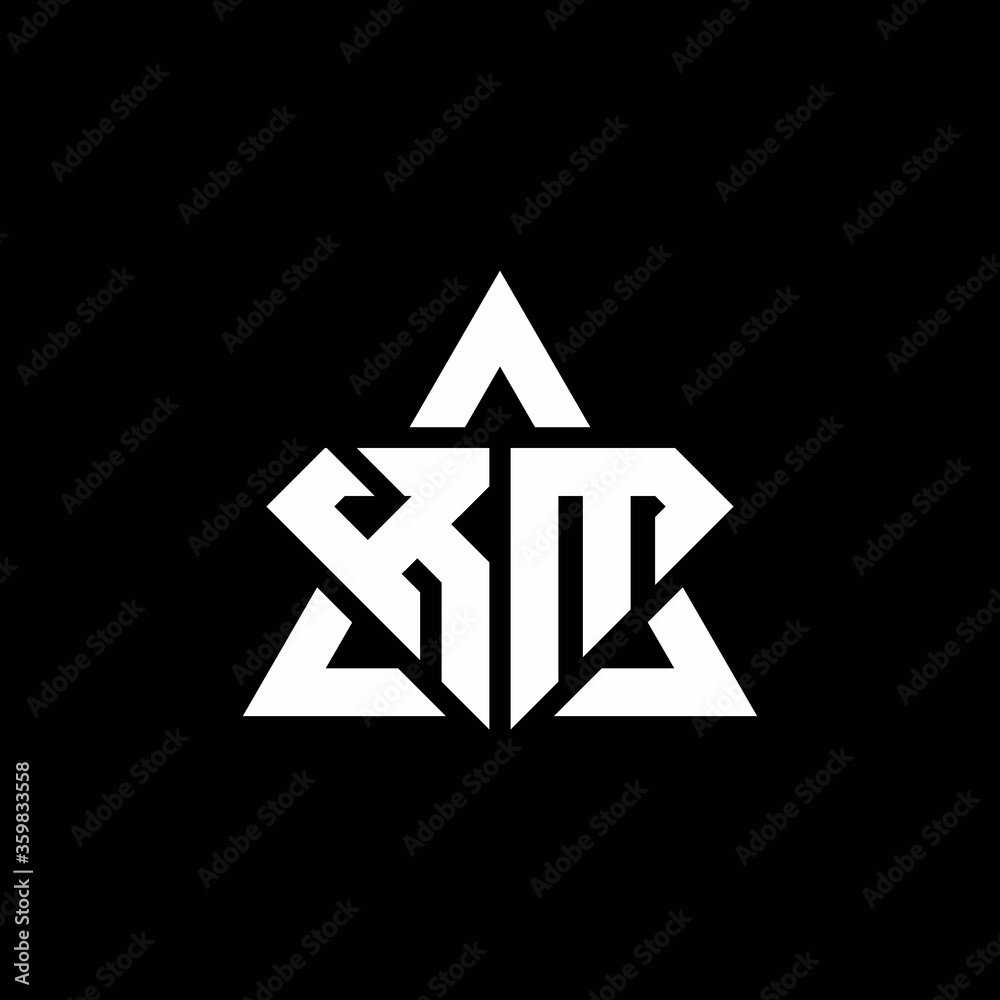 KM monogram logo with diamond shape and triangle outline KM monogram logo with diamond shape and triangle outline