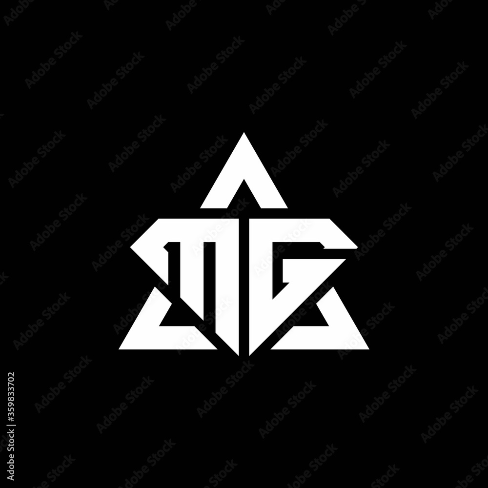 MG monogram logo with diamond shape and triangle outline MG monogram logo with diamond shape and triangle outline
