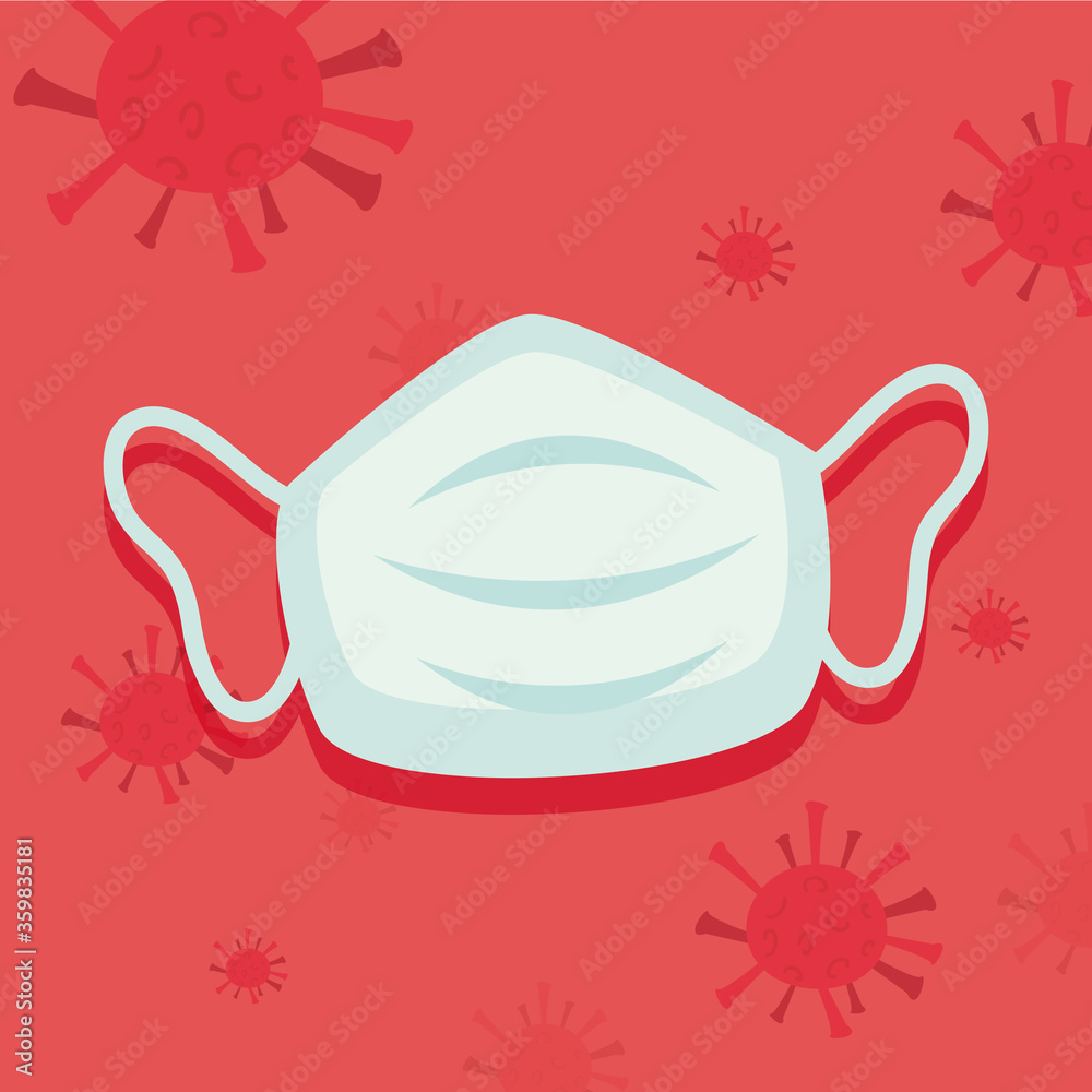 Medical white mask with covid 19 virus vector design Medical white mask with covid 19 virus vector design