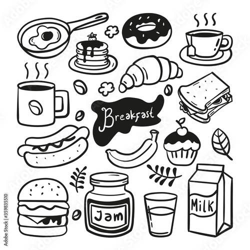 Breakfast hand drawn doodle illustration