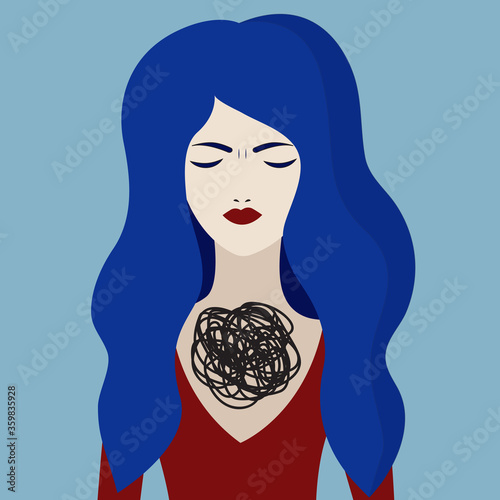 Unhappy girl, borderline personality disorder