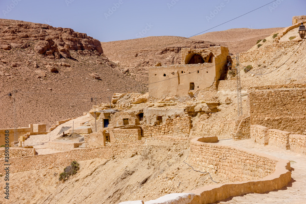 Berber village in the sandstone mountain in the Sahara, Africa