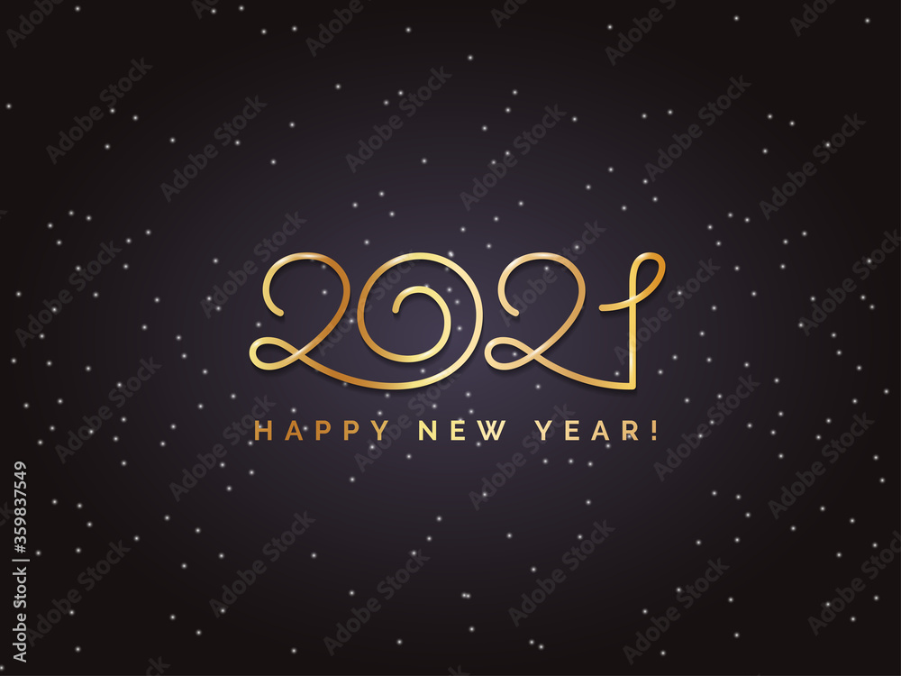Golden 2021 logo text design on black backround. Vector stylish elegant modern minimalistic text with numbers. Concept design. Christmas background with stars, snowflakes, snow. Happy New Year. Golden 2021 logo text design on black backround. Vector stylish elegant modern minimalistic text with numbers. Concept design. Christmas background with stars, snowflakes, snow. Happy New Year.