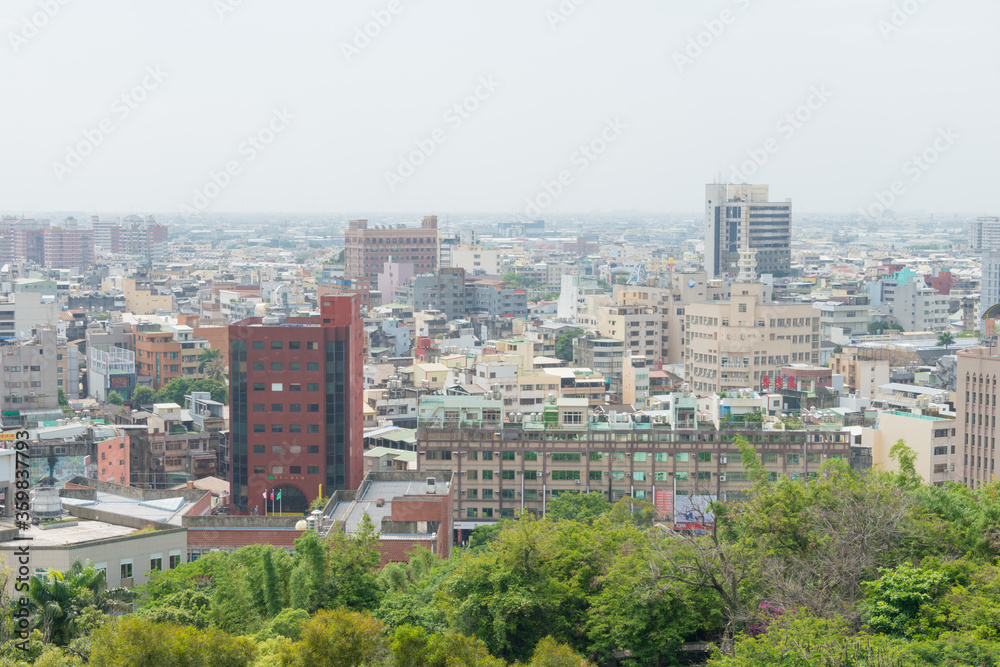 Obraz premium Changhua City view from Mt. Bagua Great Buddha Scenic Area. a famous tourist spots in Changhua City, Taiwan.
