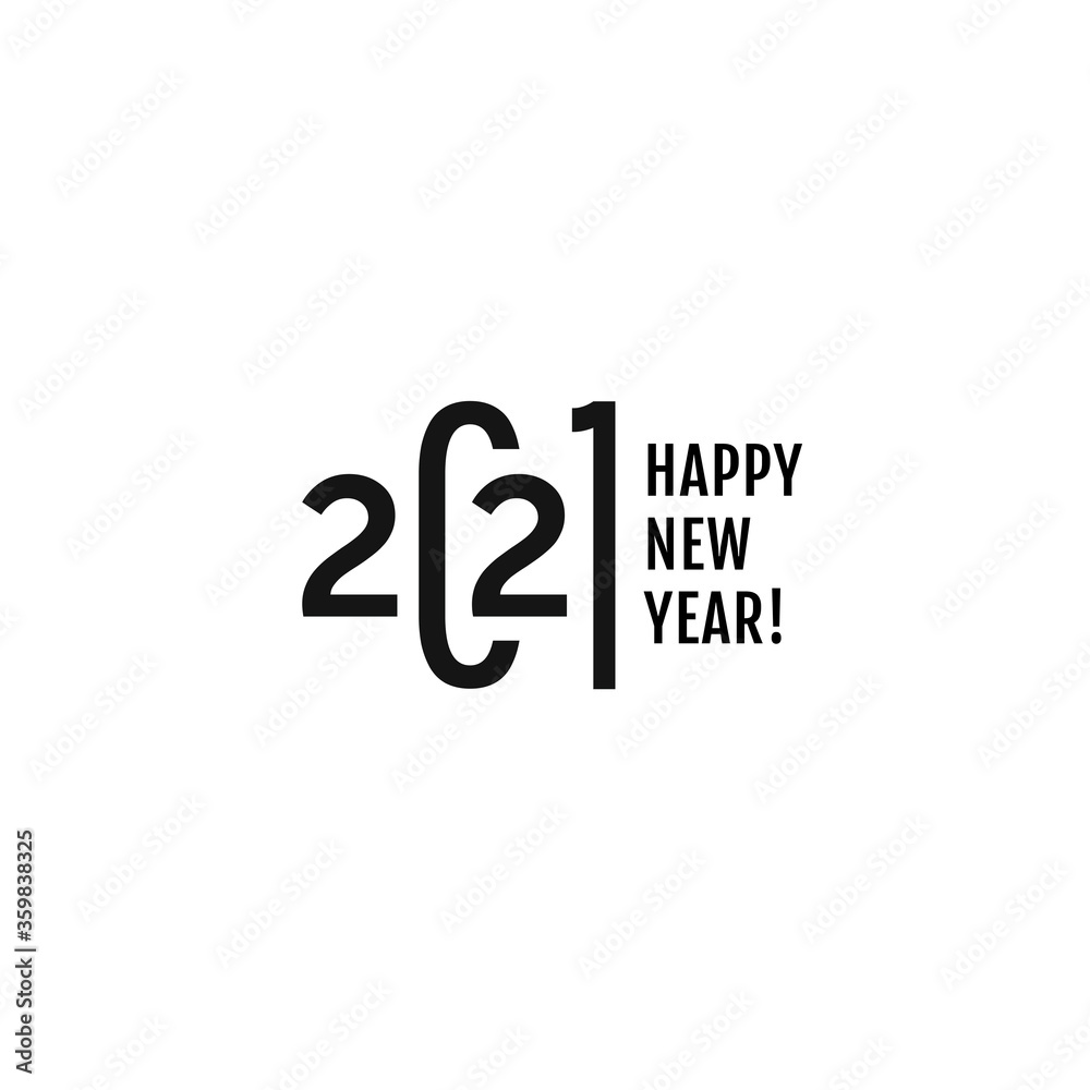 Simple, clean and delicious 2021 logo text design. Happy New Year. Vector modern minimalistic text with black numbers. Isolated on white background. Concept design. The Year Of The White Metal Bull. Simple, clean and delicious 2021 logo text design. Happy New Year. Vector modern minimalistic text with black numbers. Isolated on white background. Concept design. The Year Of The White Metal Bull.