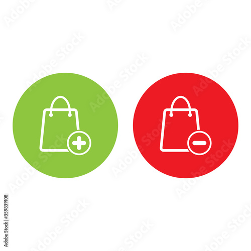 add and remove shopping cart button icon vector