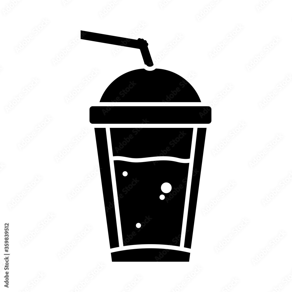 cold coffee cup icon, silhouette style cold coffee cup icon, silhouette style