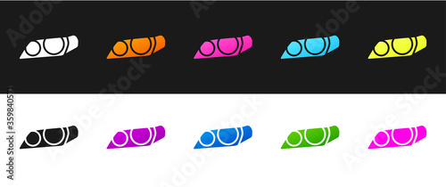 Set Car headlight icon isolated on black and white background. Vector Illustration.