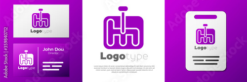 Logotype Gear shifter icon isolated on white background. Transmission icon. Logo design template element. Vector Illustration.