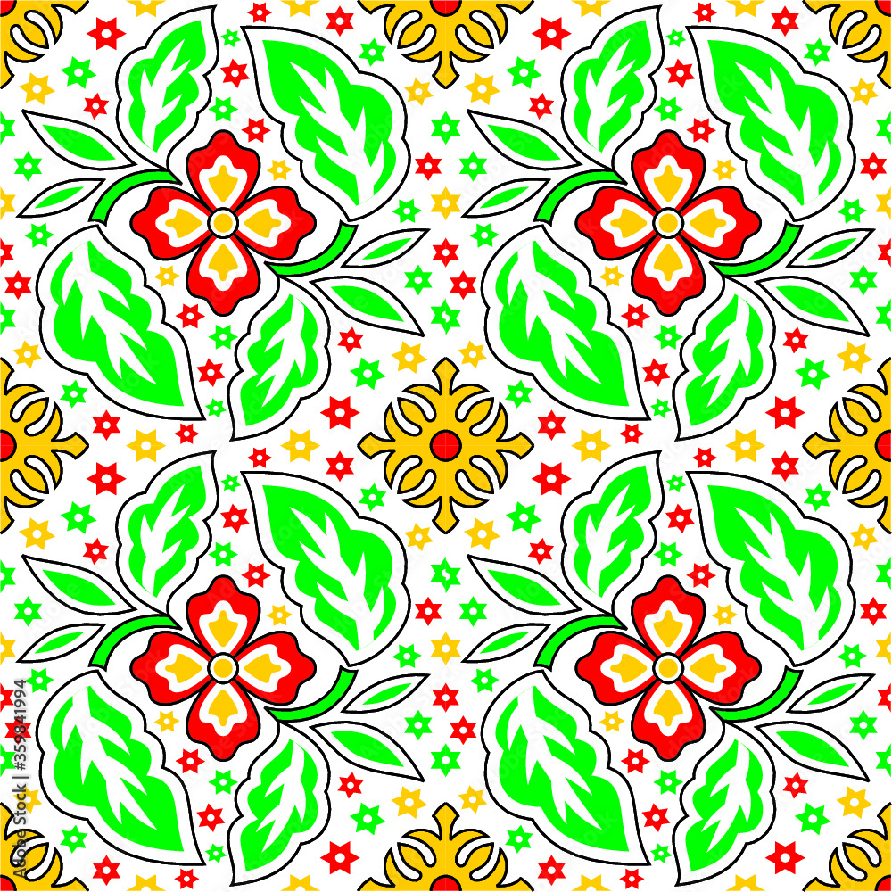 colorful flower bunch outline ornamental pattern design