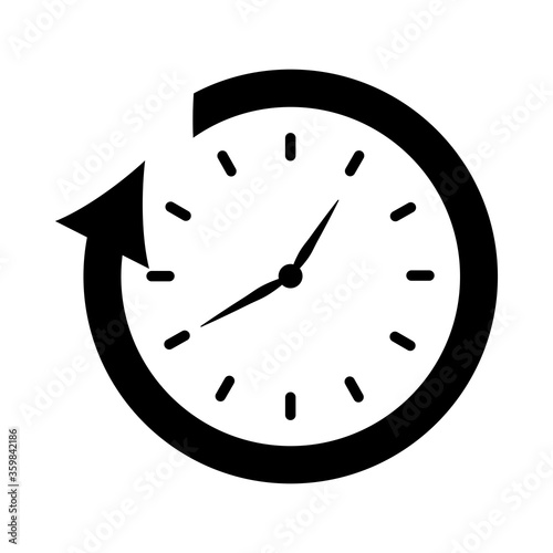 clock with arrow around icon, silhouette style
