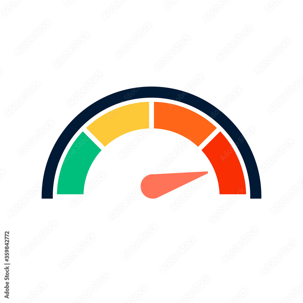 Speedometer flat, speedometer icon, vector illustration isolated on white background Speedometer flat, speedometer icon, vector illustration isolated on white background