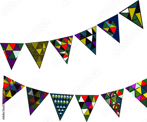 Bright holiday flags with a beautiful graphic pattern.