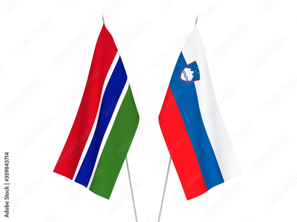 Slovenia and Republic of Gambia flags Slovenia and Republic of Gambia flags