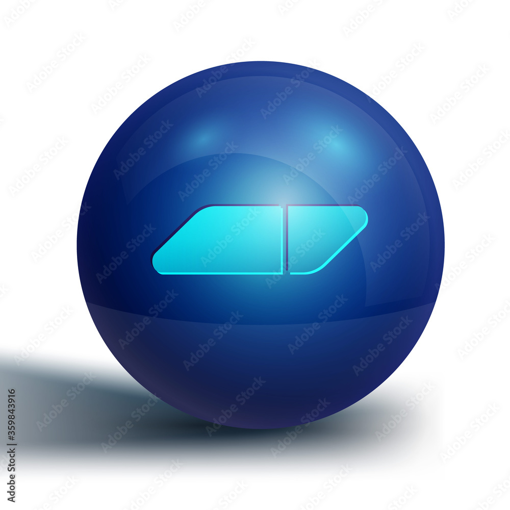 Blue Eraser or rubber icon isolated on white background. Blue circle button. Vector Illustration. Blue Eraser or rubber icon isolated on white background. Blue circle button. Vector Illustration.