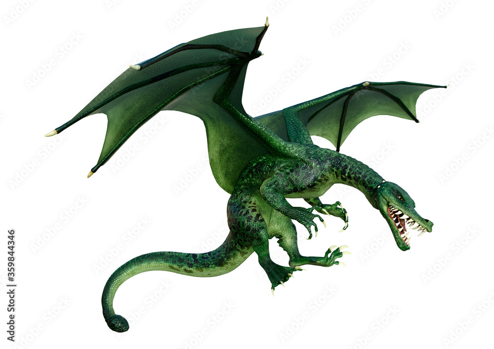 Fototapeta premium 3D Rendering Fairy Tale Dragon on White