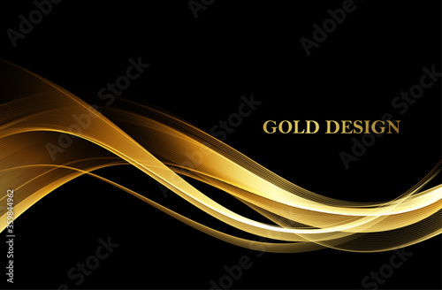 Abstract shiny color gold wave design element