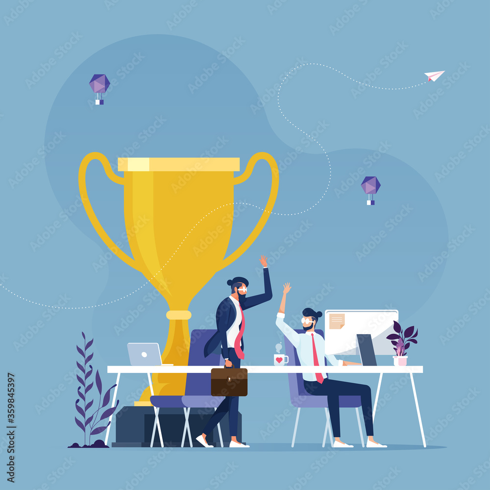 Give me high-five. Business teamwork concept Give me high-five. Business teamwork concept
