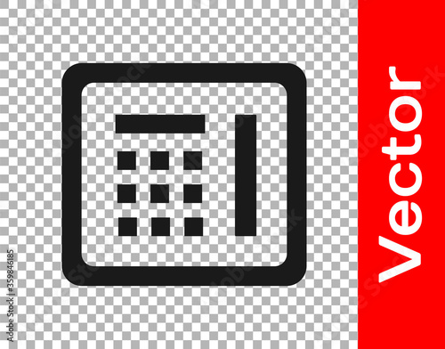 Black Safe icon isolated on transparent background. The door safe a bank vault with a combination lock. Reliable Data Protection. Vector Illustration.