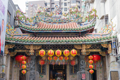 Bangka Qingshan Temple in Taipei, Taiwan. The temple was originally built in 1856. photo