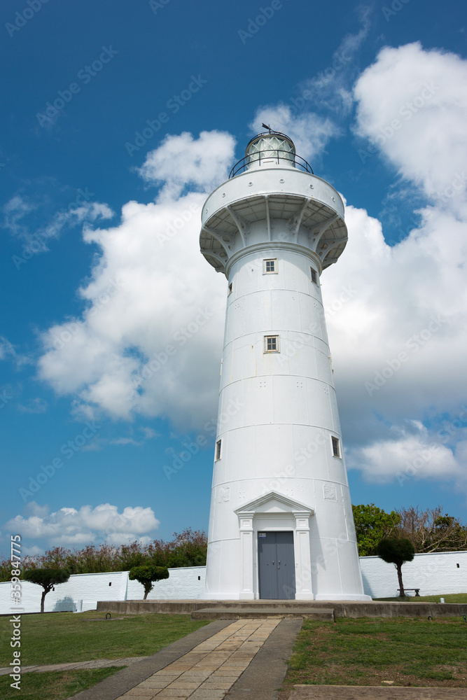 Eluanbi Lighthouse at Eluanbi Park in Hengchun Township, Pingtung County, Taiwan. It was originally built in 1883.