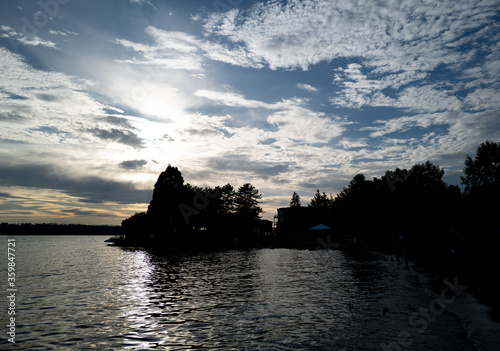 Sunset on the coastline of Kirkland  Washington