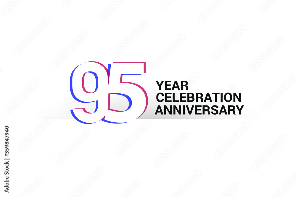 95 year anniversary, minimalist logo years, jubilee, greeting card. invitation. Blue & Red Colors vector illustration on White background - Vector 95 year anniversary, minimalist logo years, jubilee, greeting card. invitation. Blue & Red Colors vector illustration on White background - Vector